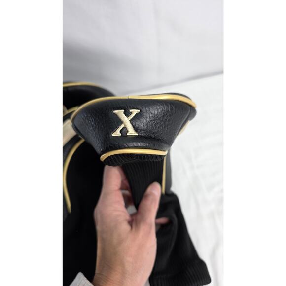 Black & Gold  Golf Head Covers 3pcs Set, Driver Fairway Wood Headcovers 1/ 3 / X - Picture 8 of 13